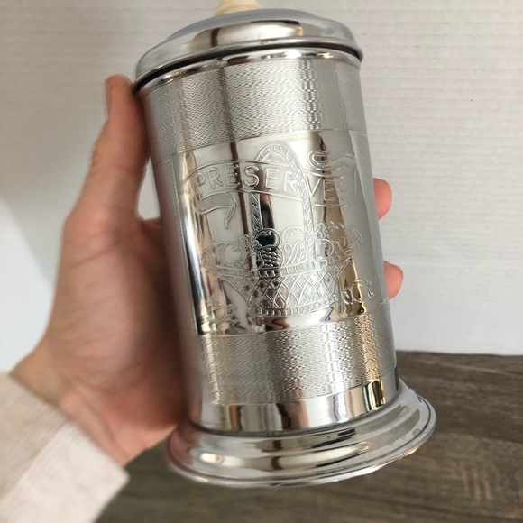 Vtg Chrome Preserve Jar with Cream Knob - Picture 4 of 11